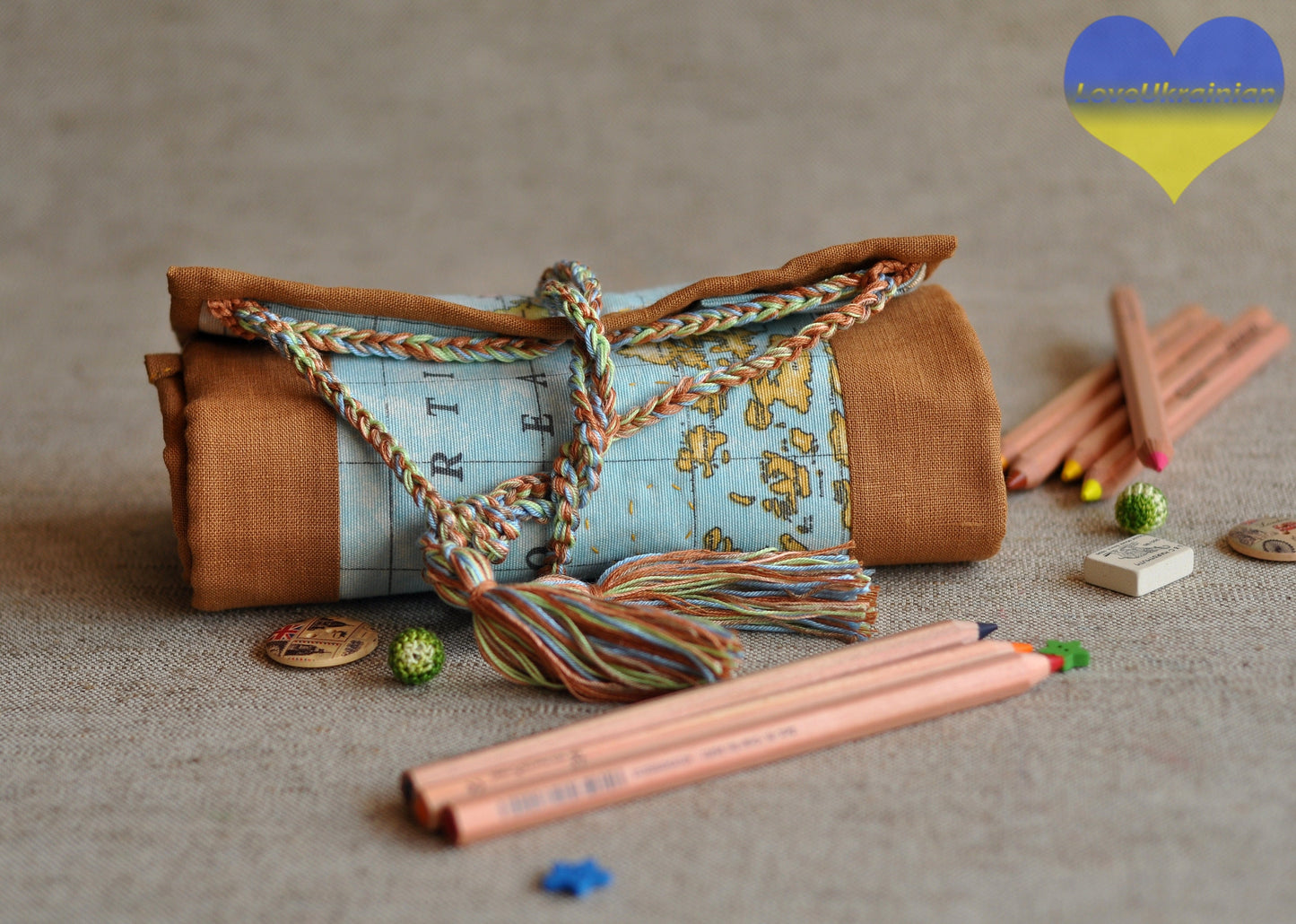 Pencil roll, pencil holder, pencil case, Stockmar pencil holder, pen roll case, fabric pencil case, large pencil case, artist pencil case