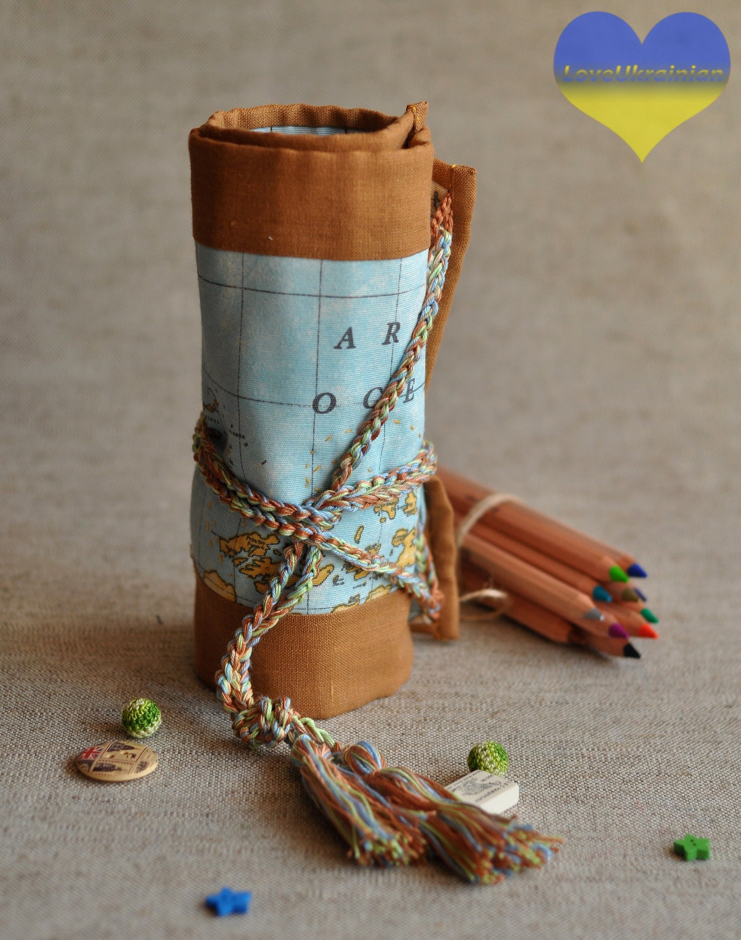 Pencil roll, pencil holder, pencil case, Stockmar pencil holder, pen roll case, fabric pencil case, large pencil case, artist pencil case