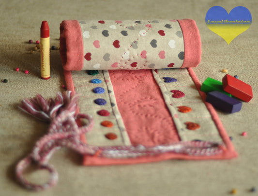 Steiner Waldorf, crayon tote, crayon gift, crayon holder, crayon rollup, crayon roll, crayon case, Stockmar crayon case, Waldorf crayon roll